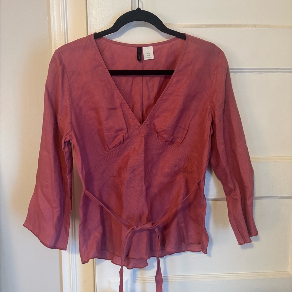 J. Crew Dusty Rose V-Neck Blouse